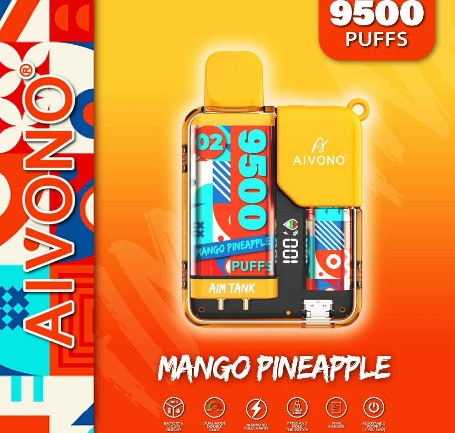 Aivono AIM TANK 9500 Puffs Vape - Abacaxi Manga: O Poder Tropical que Cabe na Sua Mão